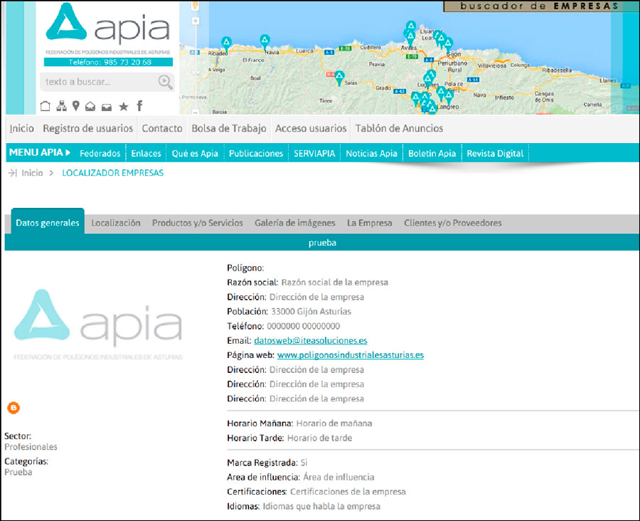 Foto de la ficha de una empresa de la Federación de Polígonos Industriales de Asturias