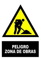 CARTEL PELIGRO ZONA OBRAS S21 señalización polígono de Riaño