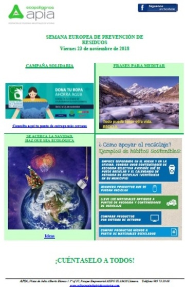 Boletín 23 de noviembre, Semana Europea de Prevención de Residuos 2018
