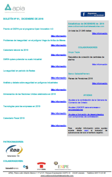 Boletín nº 61, diciembre 2018