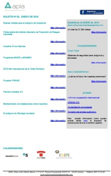 Boletín nº 62, Enero 2019