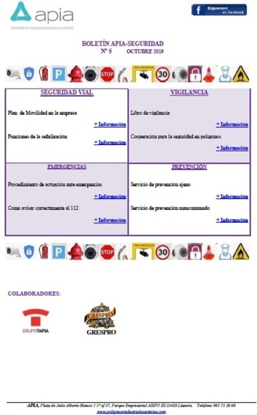 Boletín APIA-SEGURIDAD nº5, octubre 2019